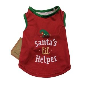 Santa’s Little Helper Dog Puppy Shirt S Small red green new soft comfortable top